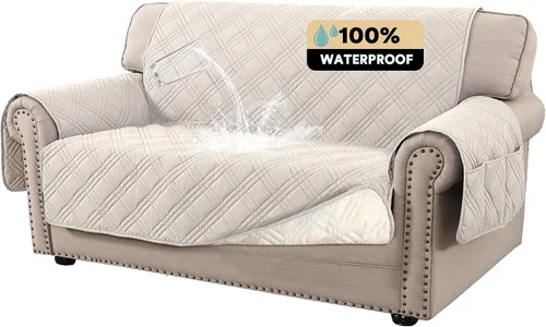 Vista 11 de PrinceDeco Fundas 100% impermeables para sofá biplaza de 2 cojines, fundas impermeables y lavables para sofá con bolsillo lateral, protector