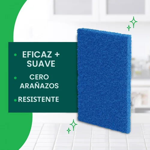 Vista 3 de Scotch-Brite® Almohadilla de limpieza cero arañazos, 3 almohadillas para fregar, almohadillas antiarañazos para limpieza de cocina y platos