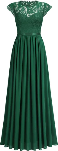 Vista 5 de Miusol - Maxi vestido floral con encaje para fiesta de noche y uso formal para mujer