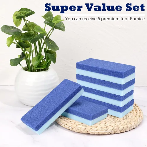 Vista 10 de Paquete de 6 piedras de pumita para pies EWAGOA para remover callos, herramientas de pedicura EWAGOA para pies, exfoliador y limpiador de pies