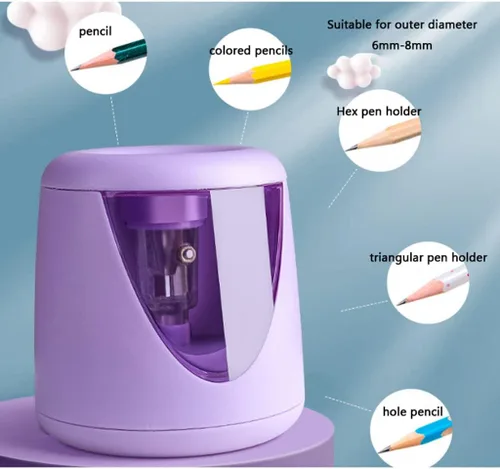 Vista 4 de JITEM Sacapuntas Sacapuntas eléctrico portátil con batería sacapuntas automático alimentado por USB para artistas, niños, estudiantes, adultos
