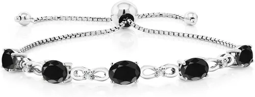Vista 112 de Gem Stone King Pulsera de tenis de diamantes cultivados en laboratorio con piedra natal de 3-6 quilates para mujer, plata de ley 925, ovalada