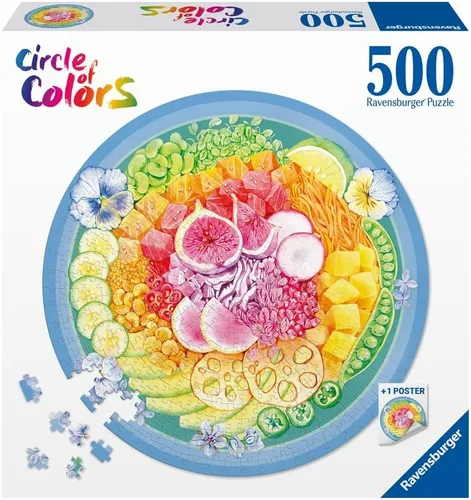 Vista 2 de Ravensburger Circle of Colors: Poke Bowl - Rompecabezas redondo de 500 piezas Tecnología única Softclick Perfecto para adultos y niños