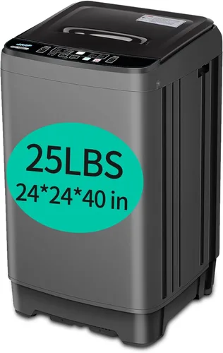 Vista 10 de KRIB BLING Lavadora completamente automática de 17.7 libras con pantalla LED, bomba de drenaje portátil para lavadora, 10 programas y 8 niveles