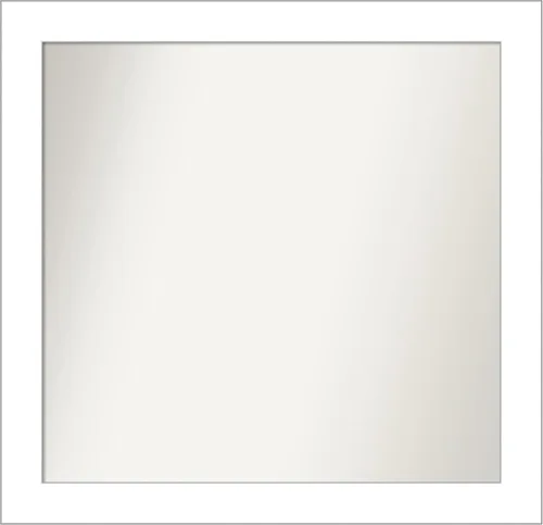 Vista 124 de Amanti Art Espejo de baño blanco para sobre el fregadero, 24 x 26 pulgadas, espejo rectangular blanco y blanco, marco de madera contemporáneo