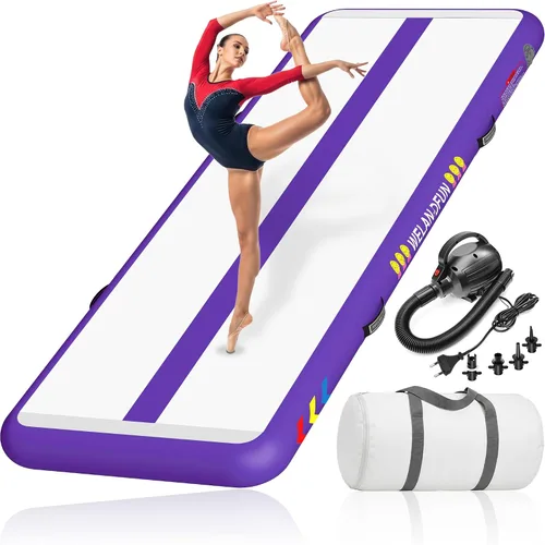Vista 9 de Colchoneta inflable de gimnasia de 4/6/8 pulgadas, 6.56/10/13/16 pies, para uso doméstico, entrenamiento, animadoras, yoga acuático con bomba