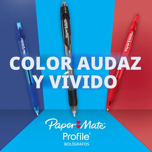 Vista 4 de Paper Mate Profile - Bolígrafos retráctiles de punta redonda, 1,4 mm, negros, 12