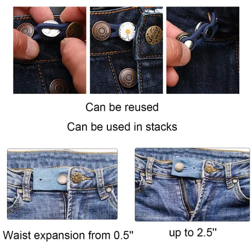 Vista 7 de Paquete de 6 extensores de cintura, extensores de botón de alta calidad para pantalones, extensor de pantalones para maternidad, extensor de botones
