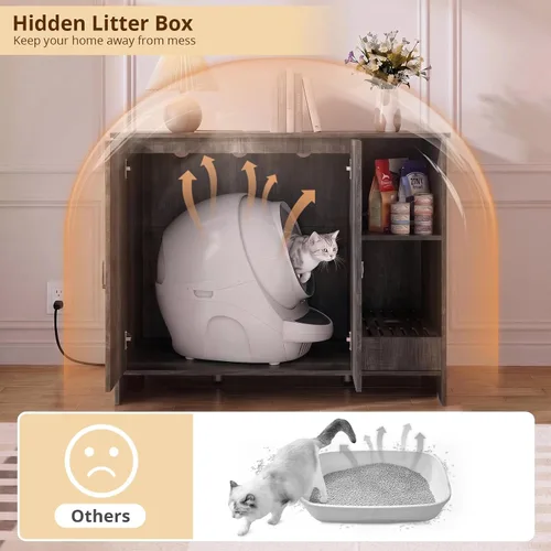 Vista 5 de VOWNER Caja de arena extragrande para gatos con colector de arena, color Gris