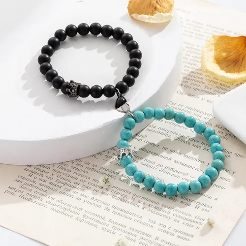 Vista 2 de BMMYE Magnetic Couple Bracelets Valentine's Day Gift, Long Distance Relationship Boyfriend and Girlfriend His and Her Bracelet pulseras para parejas