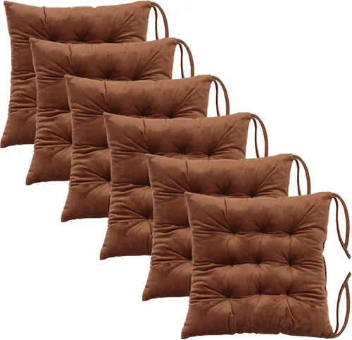 Vista 36 de Juego de 2 cojines para sillas de comedor con lazos, almohadilla antideslizante para silla de cocina para interior y tapete de asiento de comedor