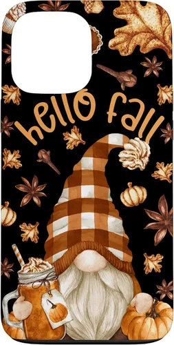 Vista 24 de Pumpkin Spice Coffee Hello Fall Funny Thanksgiving Gnome Case for iPhone 16
