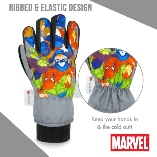 Vista 4 de Spiderman - Guantes de nieve para niños, guantes de hombre araña, guantes impermeables Thinsulate 3M, guantes de invierno para niños