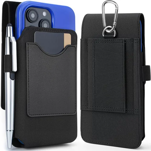 Vista 11 de Mopaclle Funda vertical para teléfono celular con clip y bucle para cinturón, resistente soporte para cinturón de teléfono compatible con iPhone 17