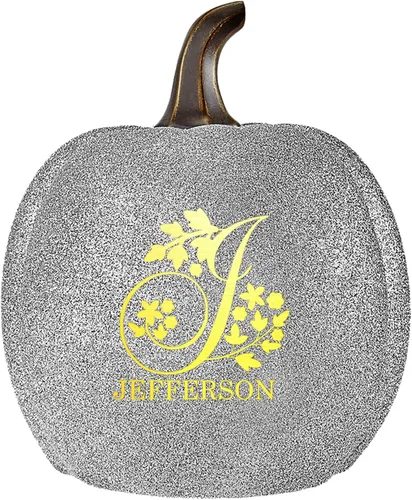 Vista 10 de Let's Make Memories - Lámpara de calabaza con nombre - Adorno de otoño - Calabaza luminosa de uso interior/exterior - Nombre e iniciales