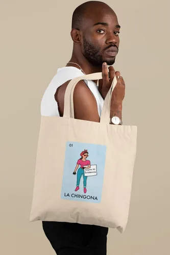 Vista 5 de La Chingona Parody Feminist Latina Canvas Tote Bag