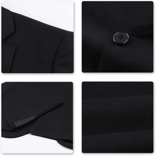 Vista 4 de YffushiBlazer para hombre, saco elegante para hombre, talla ajustada, de un botón, casualfiesta