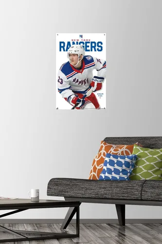 Vista 2 de Trends International NHL New York Rangers - Póster de pared de la serie 23 de Adam Fox, 14.72 x 22.37 pulgadas, paquete de póster premium y alfiler