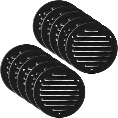 Vista 34 de Vent Systems - Cubierta de rejilla de ventilación de aire de alero rectangular de metal negro de 3 x 10 pulgadas (interior), deflector