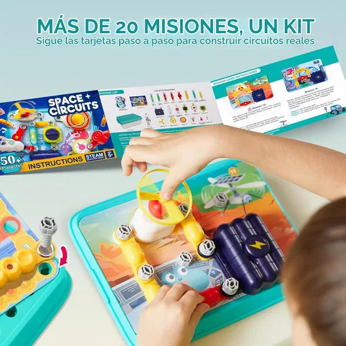 Vista 4 de JOVA Klever Kits 50+ Projects Space Circuits - Kit de electrónica para niños con más de 46 componentes, juguetes electrónicos STEM juguetes