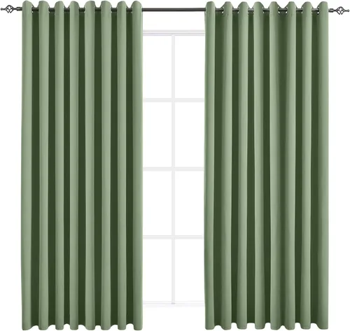 Vista 36 de Cortinas opacas para dormitorio, con aislamiento térmico y bloqueo de luz, para oscurecer la habitación, cortinas con ojales sólidos para ventana