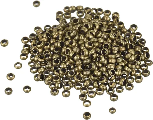 Vista 19 de uxcell 1000 cuentas redondas de engarzado, cuentas espaciadoras de extremo de crimpado de 0.079 pulgadas, pequeños tapones para hacer pulseras