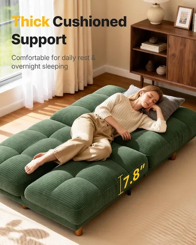 Vista 4 de Amada - Sofá cama convertible de 70 pulgadas con respaldo ajustable, color Verde