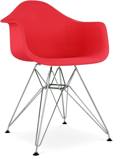 Vista 4 de Sillones Tower de plástico y acero cromado de 18 pulgadas en rojo (juego de 2)