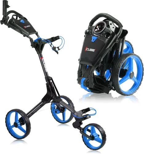 Vista 10 de CUBE CART Carrito de Golf de Empuje de 3 Ruedas – Carrito de Golf Plegable Ultracompacto de Dos Pasos, Marco Ligero de 14.5 libras, Mango Ajustable