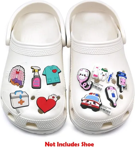 Vista 4 de Dijes decorativos para zapatos para enfermeras, bonitos accesorios para trabajadores de enfermería para niños y niñas, regalos para el personal
