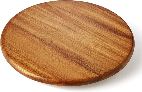 Vista 8 de Bandeja giratoria de madera de acacia Lazy Susan, organizador de gabinete, 12 pulgadas