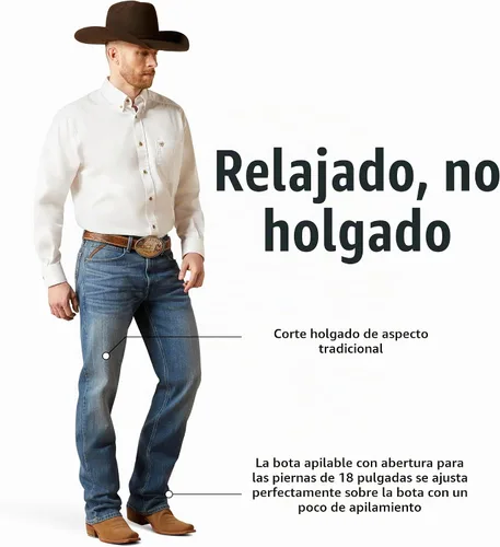 Vista 4 de ARIAT, pantalón vaquero M2 de ajuste holgado para hombre, corte de bota