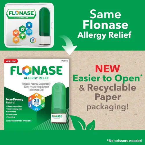 Vista 7 de Flonase - Spray nasal para alivio de alergias, medicina antialérgica de 24 horas que no produce somnolencia, aerosol nasal medido de 60 atomizaciones