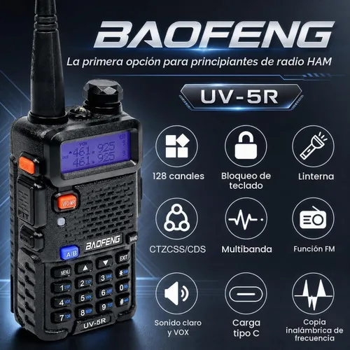 Vista 9 de BAOFENG UV-5R Radio Walkie Talkie de doble banda, carga directa tipo C, largo alcance, paquete de 2