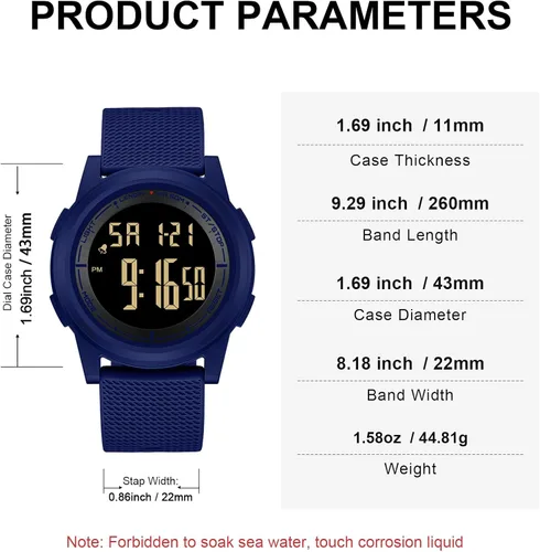 Vista 3 de LN LENQIN Mens Watches Digital Watch for Men Stopwatch Ultra-Thin Minimalist Military Sports Waterproof Mens Wrist Watches with LED