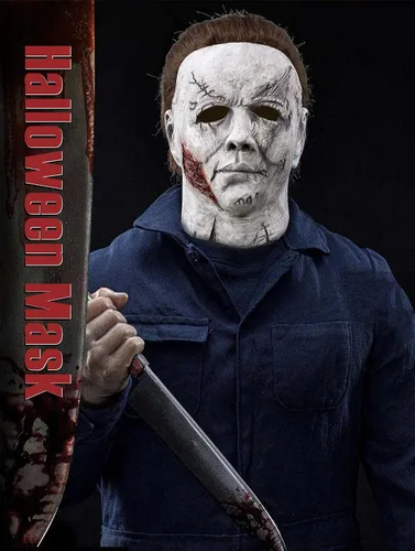 Vista 4 de Máscara de Michael Myers 2022 de Halloween con extremos de Mike Myers para adultos, disfraz realista de Halloween, máscara completa, fiesta