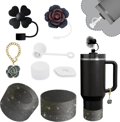 Vista 9 de Juego de accesorios para Stanley Cup, incluye 2 fundas para pajita de 0.4 pulgadas, 1 juego de tapón de silicona a prueba de derrames (juego de 3)