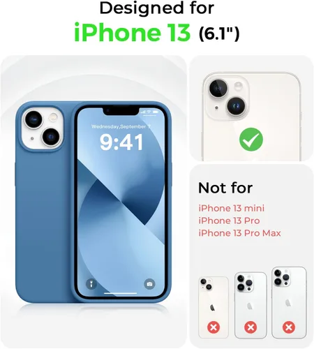 Vista 5 de AOTESIER Funda compatible con iPhone 13, [Serie Slim de silicona] Funda protectora de cuerpo completo a prueba de golpes con forro de microfibra