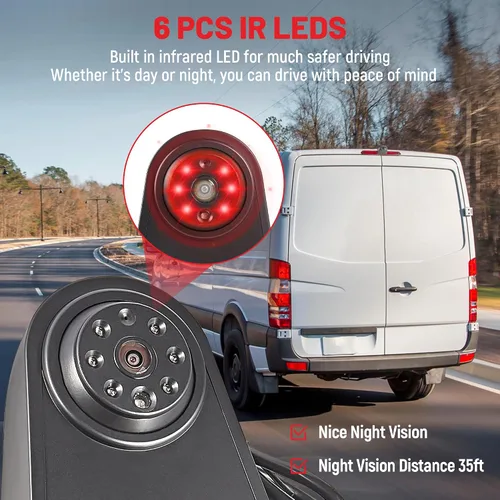 Vista 2 de RED WOLF Carcasa de 3ª lámpara de freno con soporte de techo para cámara de respaldo para Mercedes-Benz Sprinter, Dodge Sprinter, VW Crafter Vans