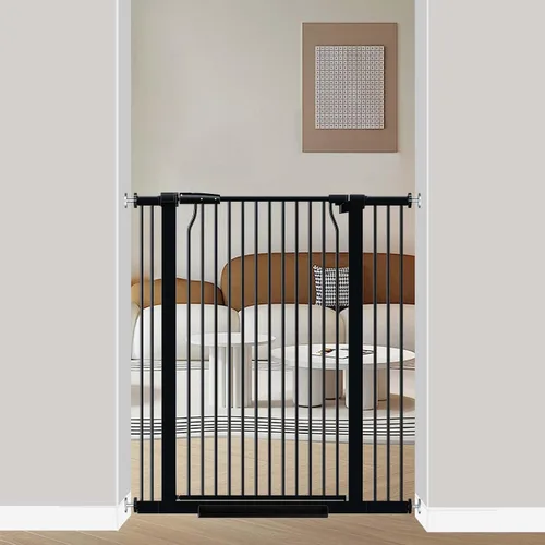 Vista 14 de 40.5" Puerta de bebé extra alta, puerta para mascotas de 29.6"-32.5" extra ancha Montada a presión, Barrera interior a prueba de cachorros, Puerta