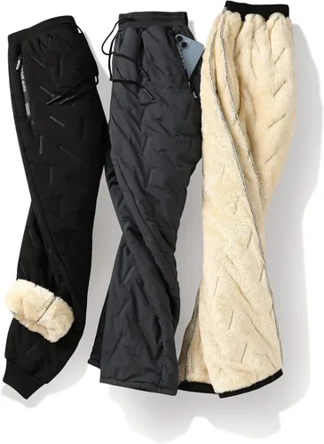 Vista 9 de Mens Sherpa Lined Sweatpants Thick Winter Pants Warm Jogger for Snowsport, Outdoor, Snow Cleaning, Work