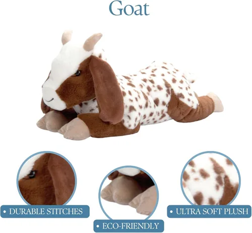 Vista 4 de The Petting Zoo Peluche de cabra de peluche, regalos para niños, animales salvajes de la vida silvestre, juguete de peluche de cabra, 24 pulgadas