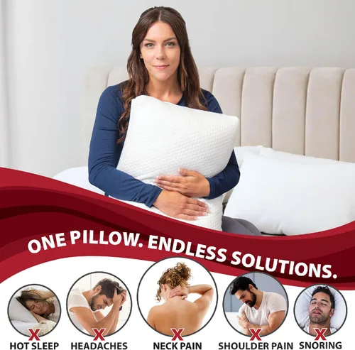 Vista 3 de Core Products Almohada ajustable: loft personalizable con relleno alternativo para dormir de lado, espalda o estómago; espuma viscoelástica de gel