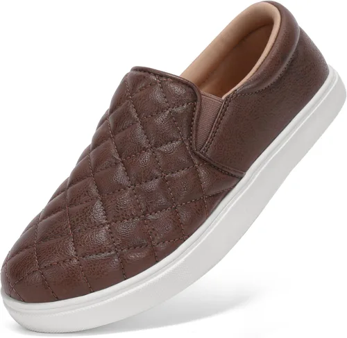 Vista 12 de STQ Zapatos sin cordones para mujer, zapatillas acolchadas de moda Blanco beige