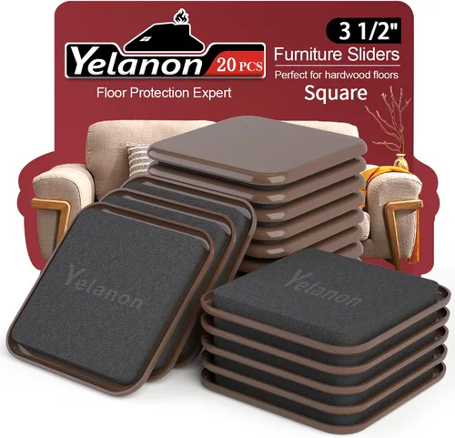 Vista 11 de Yelanon Deslizadores de Muebles, 8 piezas - Deslizadores de Muebles Cuadrados Beige de 4 3/4" para Alfombra, Deslizadores Movibles de Muebles
