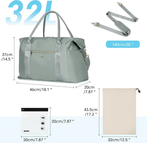 Vista 8 de WANDF Para Spirit Airlines - Bolsa para artículos personales de 18 x 14 x 8 pulgadas debajo del asiento con bolsillo para ropa húmeda