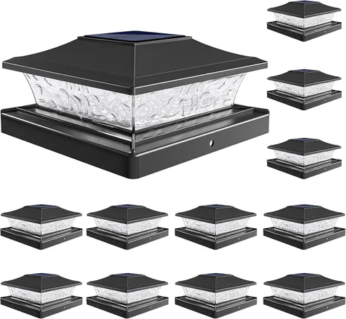 Vista 7 de VOLISUN - Faroles solares para postes de 4x4/6x6, para cercas de madera/vinilo, para patio/jardín, blanco cálido con 2 modos de iluminación
