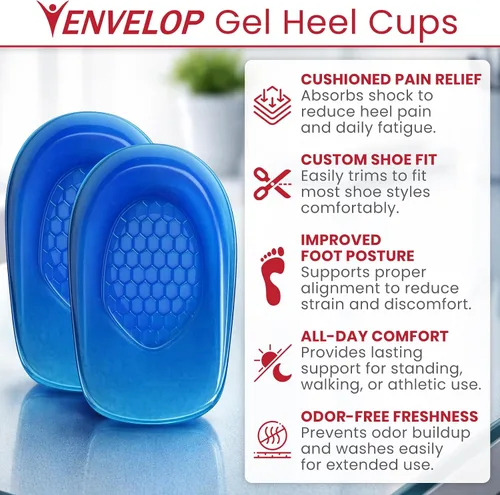 Vista 2 de Vive Envelop - Taloneras de gel para mujeres, hombres, espolón óseo, soporte para fascitis plantar, inserciones de zapatos que proporcionan alivio