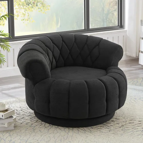 Vista 14 de JIVOIT Silla decorativa de barril giratorio de 360°, sillón redondo giratorio de 36.6 pulgadas con diseño de cojín de doble capa, sofá individual