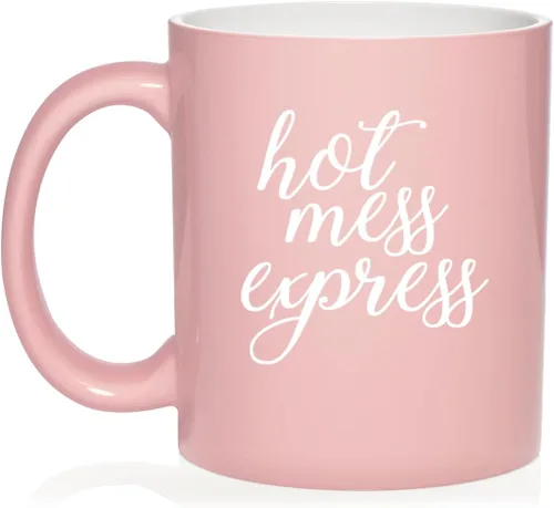 Vista 19 de Daylor Hot Mess Express - Taza de café de cerámica divertida para ella, él, amigo, compañero de trabajo, esposa, esposo (11 onzas, azul)